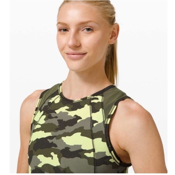 Lululemon Sculpt Tank Top Heritage 360 Camo Crispin Green Multi Cut Out Back - Picture 9 of 9